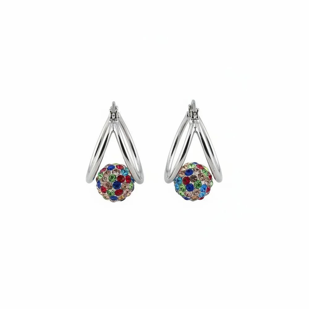 Multi-Color Gemstone Hoop Earrings